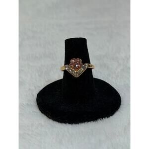 Pink & CZ + Gold Statement Ring – Size 5